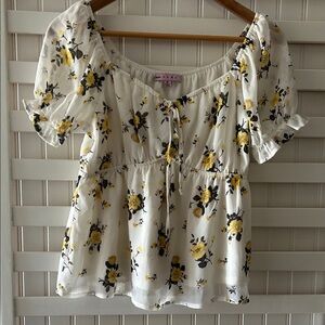 Rave White and Yellow Floral Blouse
